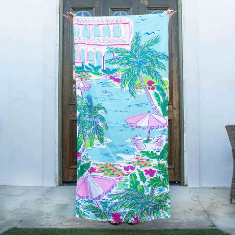 Resort Shores Beach Towel | Aruba Blue/Kelly/Pink
