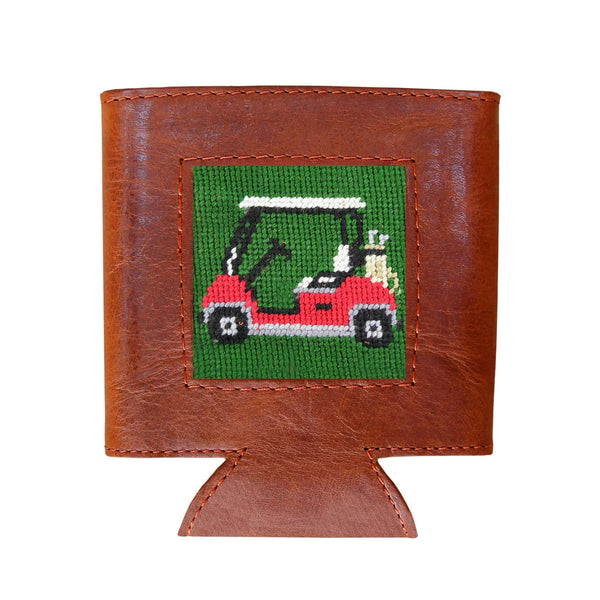 Golf Cart Needlepoint Can Cooler | Forest