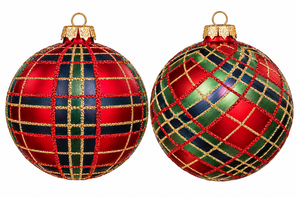 Plaid Glitter Ball Ornament