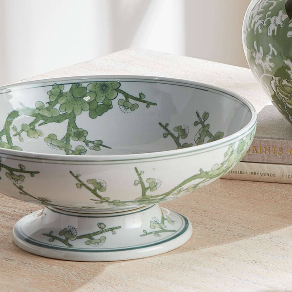 Imperial Empress Decorative Footed Bowl - Green & White
