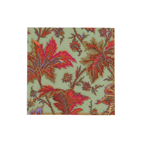 Paisley Leaves Sage Green Cockatil Napkins