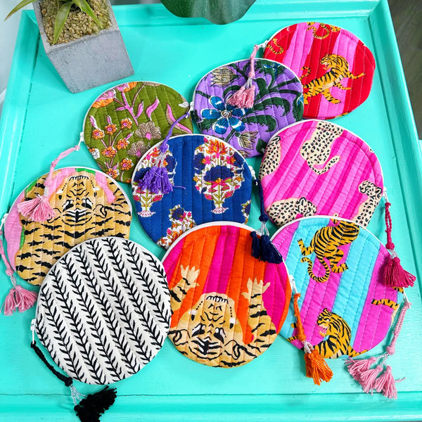 Quilted Coin Purse | Round Small Pouch - Assorted