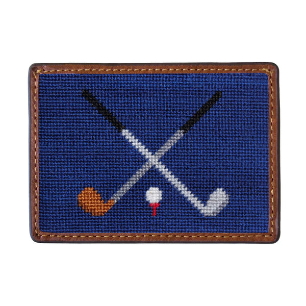 Crossed Clubs Needlepoint Card Wallet