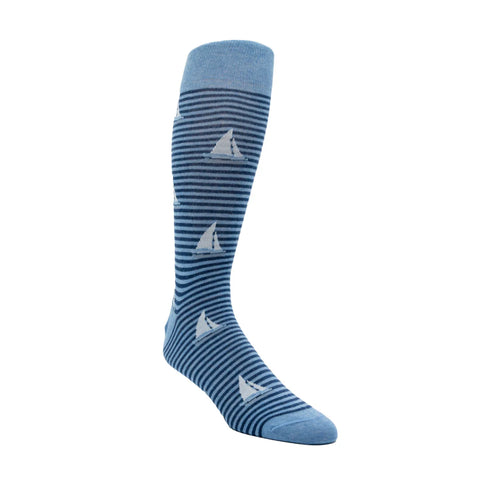 Sail Boat Striped Socks | Light Blue Stripe