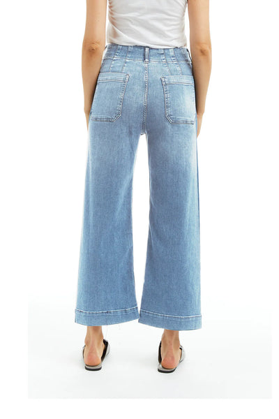 Patch Pocket Wide Leg Jeans | Light Indigo