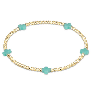 Signature Cross Small Gold Pattern 2mm Bead Bracelet | Mint