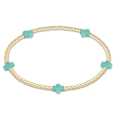 Signature Cross Small Gold Pattern 2mm Bead Bracelet | Mint