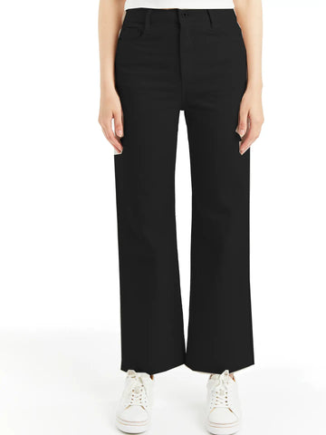 Alice High Rise Color Denim - Wide Straight Ankle Crop Fray | Black