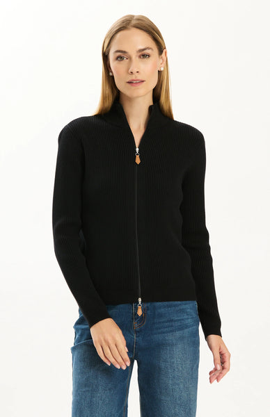 Chatham Ribbed Cardigan - Black