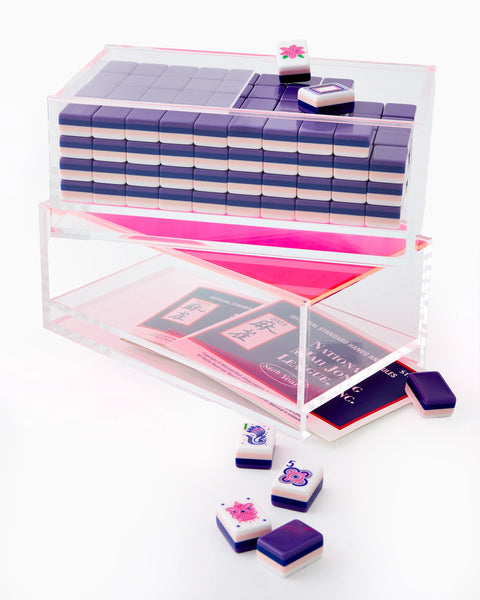 Mahjong Tile Storage Acrylic Box - Clear Lid