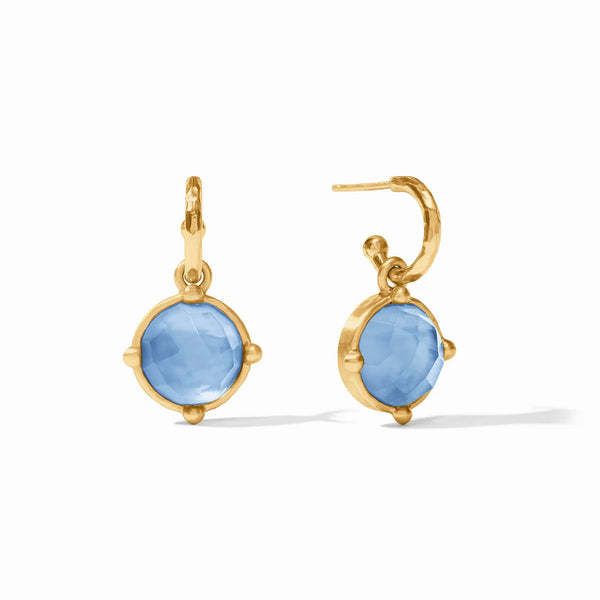 Honeybee Hoop & Charm Earring | Iridescent Chalcedony Blue