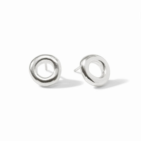 Wave Circle Stud | Silver