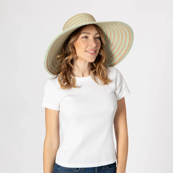 Brisa - Round Crown Sun Hat | Brown/Blue