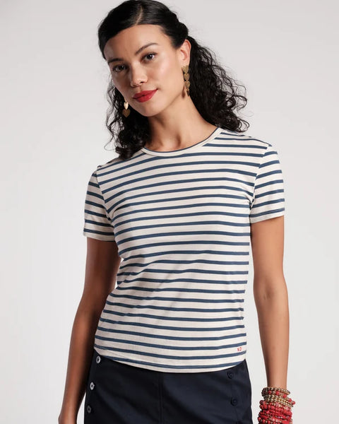 Super Striped Baby Tee | Navy/Oyster