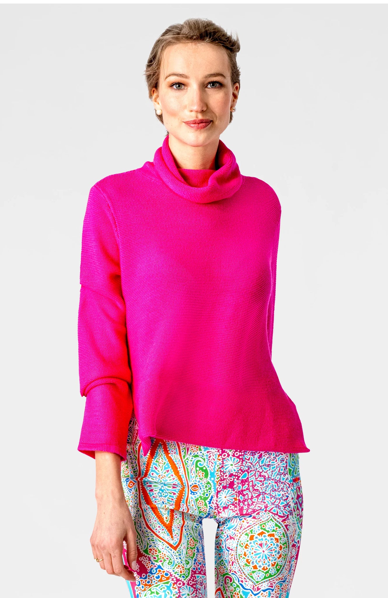 Knit Knit Turtleneck Sweater | Shocking Pink