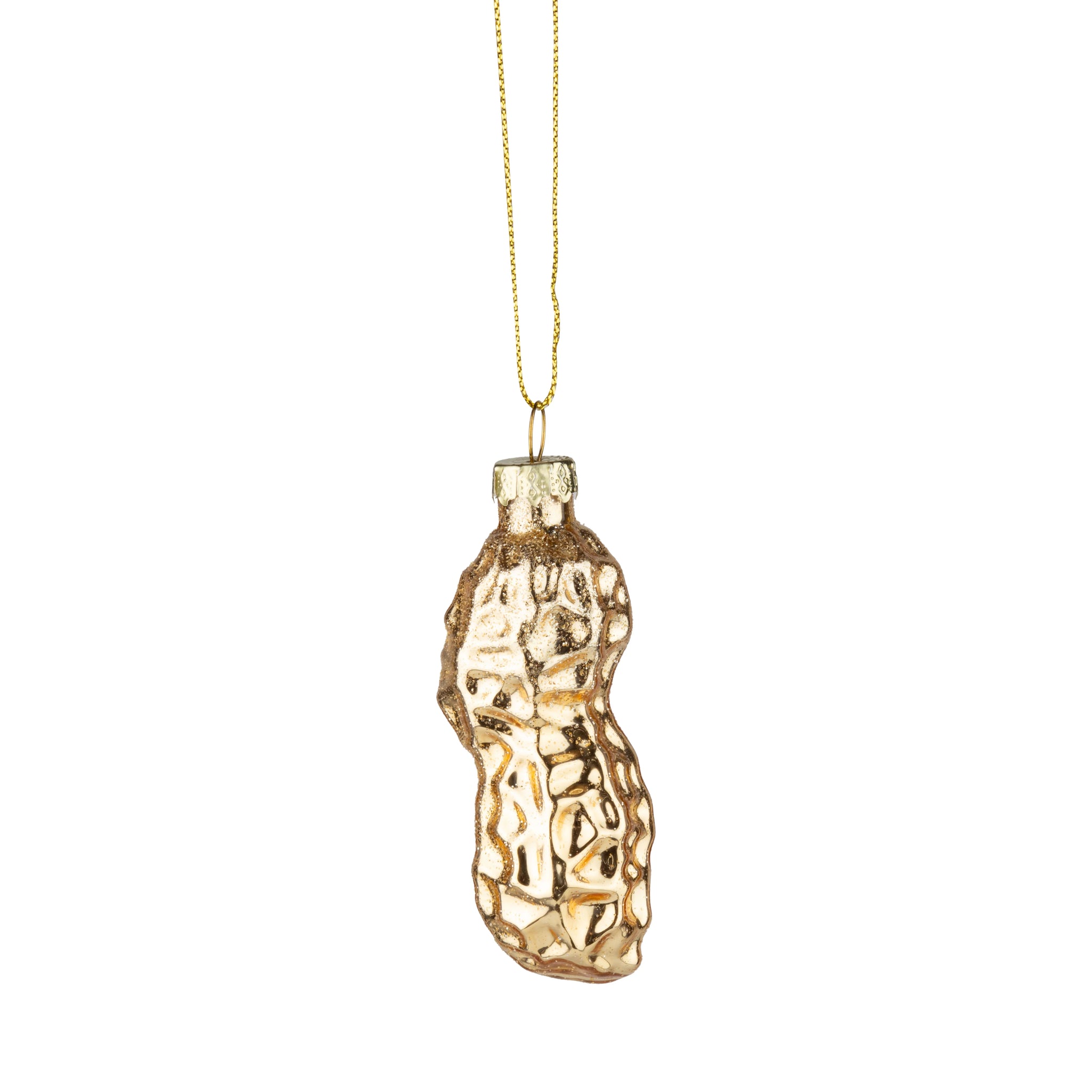 Glass Gold Peanut Ornament 3.5"
