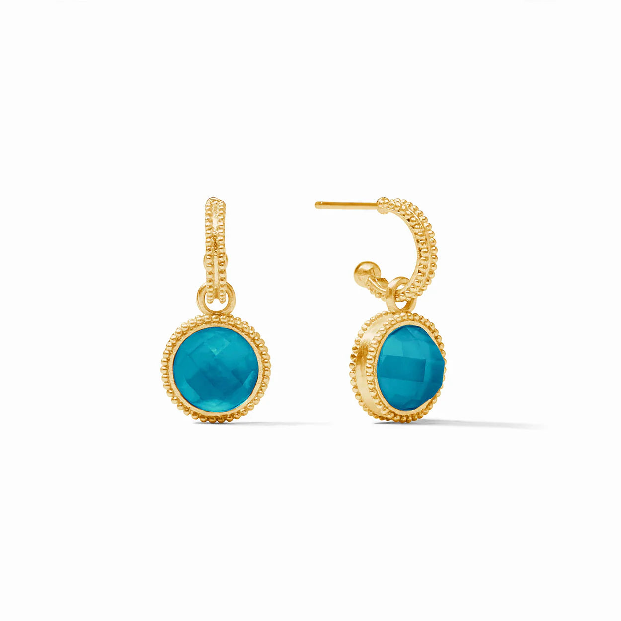 Fleur-de-Lis Hoop & Charm Reversible Earring | Iridescent London Blue