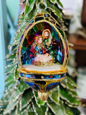 Holy Family in Elegant Glass Dome