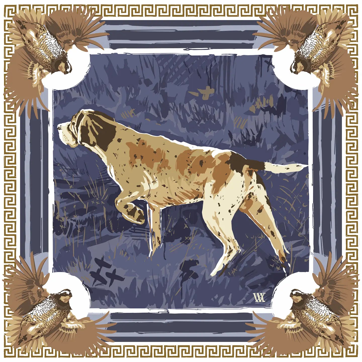 Navy Pointing Strong Silk Scarf