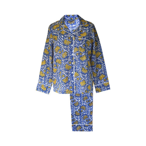Jaipur Blue & Yellow Cotton Pyjamas