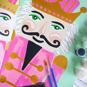 Pink Nutcracker Paint By Number Kit with Glitter Paint