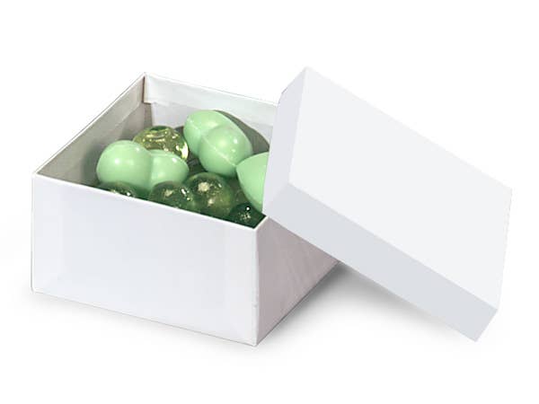 White Gloss Jewelry Gift Boxes: 100 / 3.5 x 3.5 x 1"