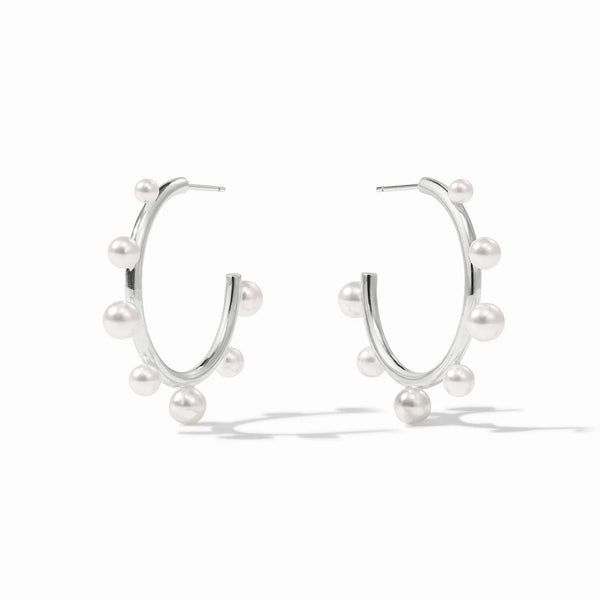 Hydra Stone Hoop | Silver | Pearl