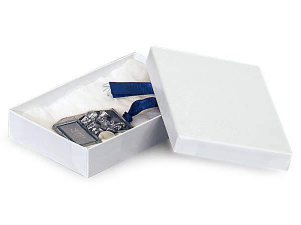 White Gloss Jewelry Gift Boxes: 100 / 3.5 x 3.5 x 1"