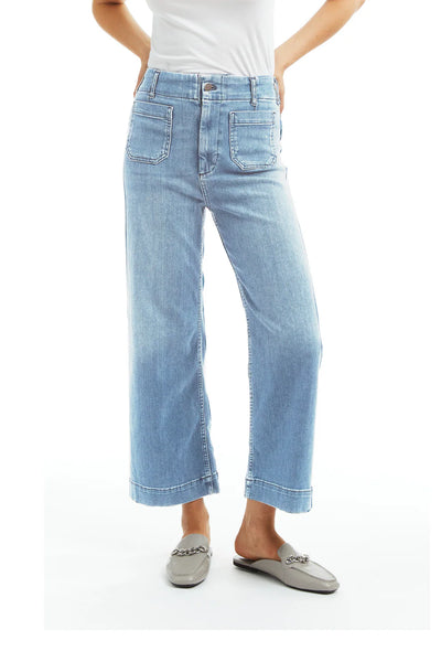 Patch Pocket Wide Leg Jeans | Light Indigo