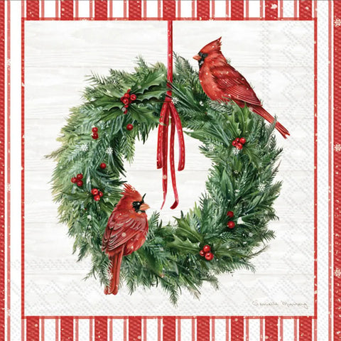 Countryside Cardinal Wreath Cocktail Napkins