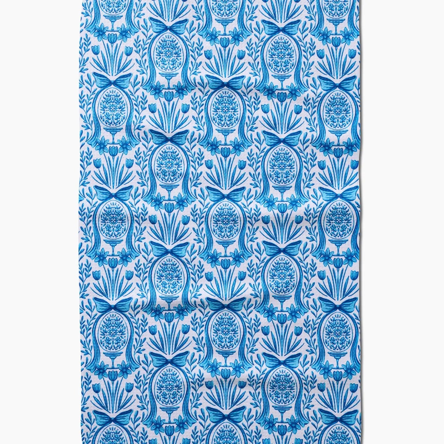Delft Blue Easter Egg Damask Tea Towel