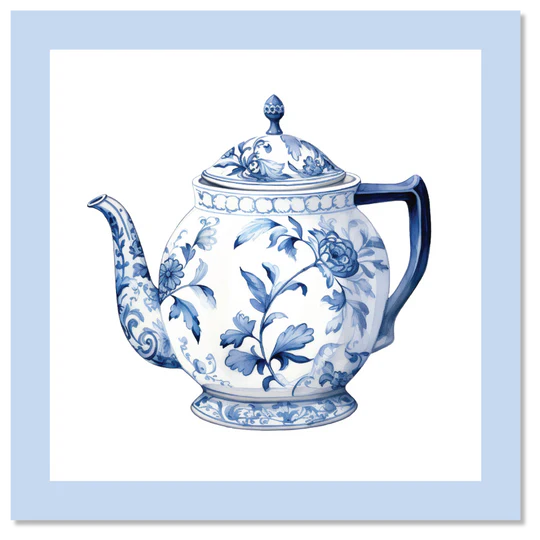 Blue Chinoiserie Teapot Est 1774 Enclosure Cards - Sky Blue
