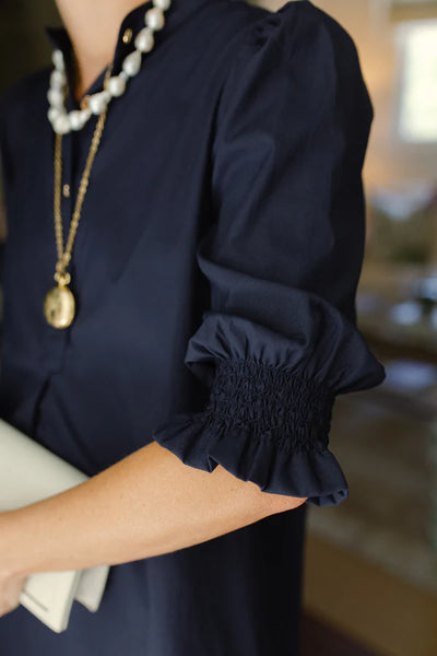Percy Popover Dress in Navy