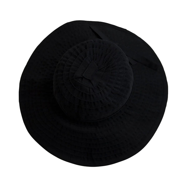 Women's Large Brim Ribbon Hat with a Bow | Black