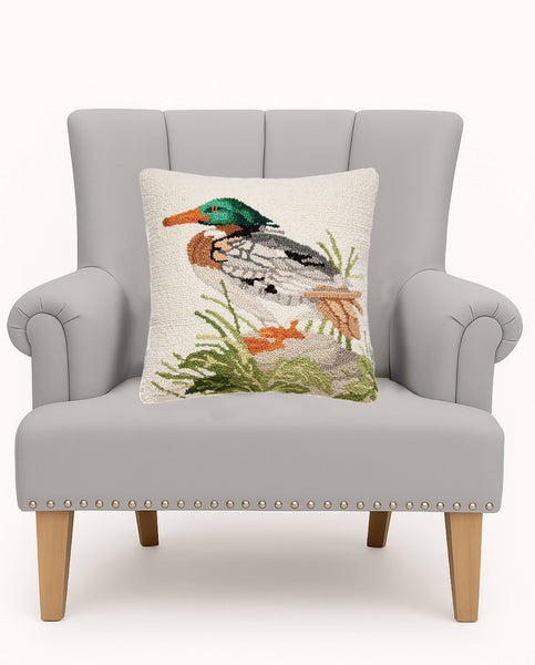 Merganser Duck Grasses Hook Pillow