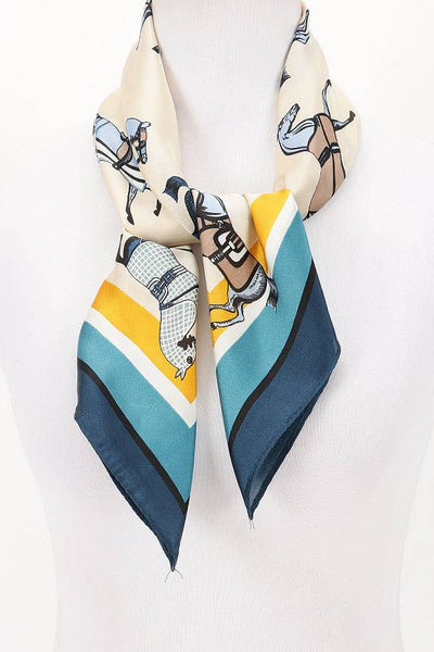 Horse Print Bandana Scarf | Teal
