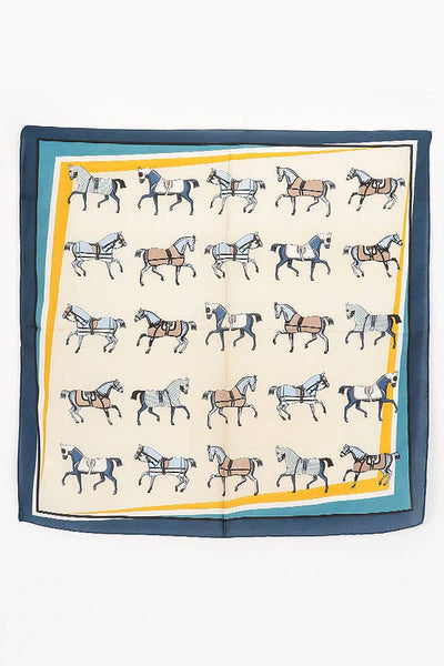 Horse Print Bandana Scarf | Teal