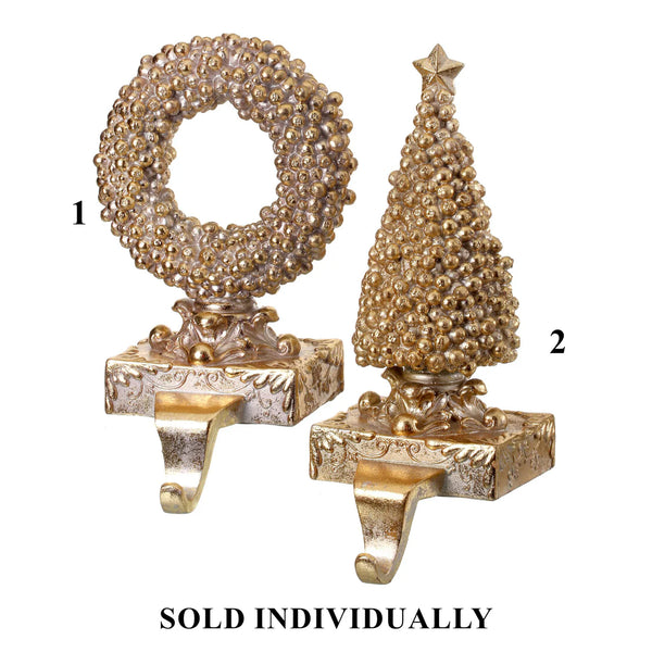 10" Resin Gilded Berry Tree/Wreath Stocking Holder