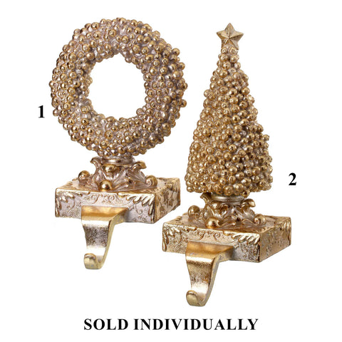 10" Resin Gilded Berry Tree/Wreath Stocking Holder