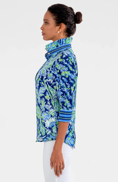 Boyfriend Shirt - Vintage Vines - Navy