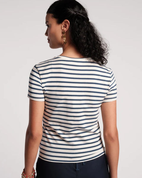 Super Striped Baby Tee | Navy/Oyster