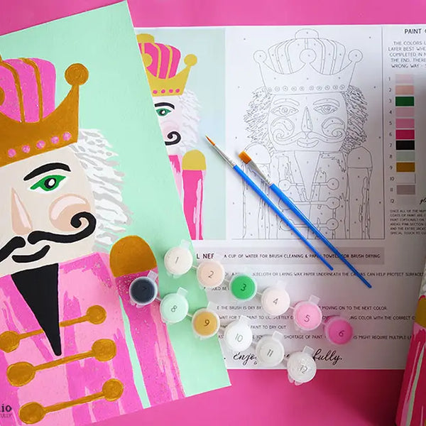 Pink Nutcracker Paint By Number Kit with Glitter Paint