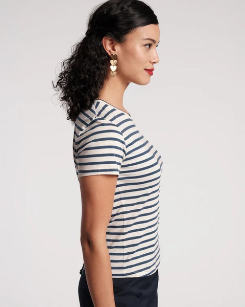 Super Striped Baby Tee | Navy/Oyster