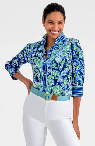 Boyfriend Shirt - Vintage Vines - Navy