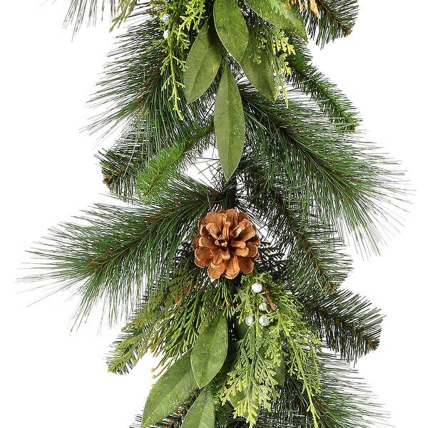 60" Juniper/Cedar Mix Pine with Bayleaf & Cone Garland