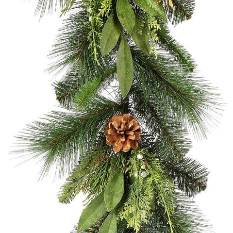 60" Juniper/Cedar Mix Pine with Bayleaf & Cone Garland