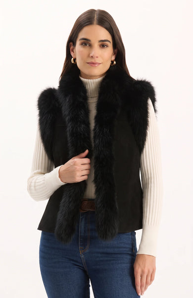 Foxy Fur/Suede Vest | Black
