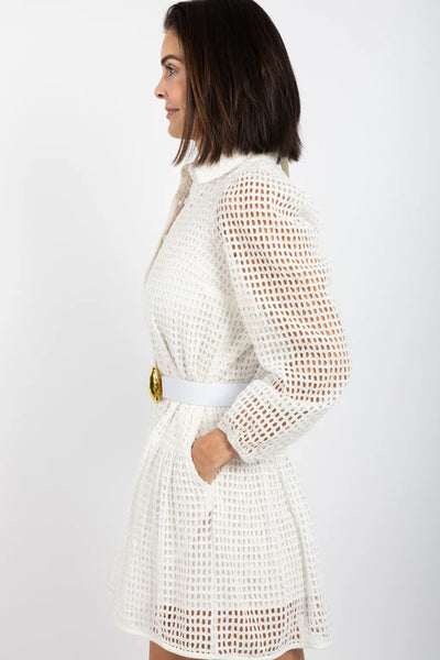 Jana Dress - White Cutout Lace