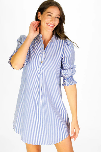 Percy Popover Dress | Navy/White Stripe