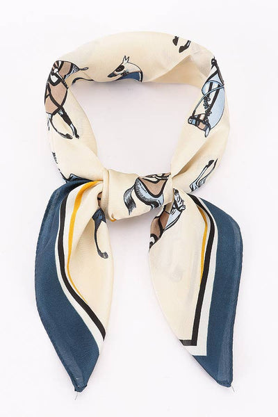 Horse Print Bandana Scarf | Teal